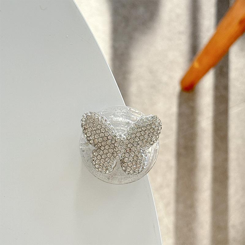 Wind Mobile Phone Airbag Bracket Magnetic Suction Telescopic Paste High Sense Butterfly Rhinestone Ring Grip