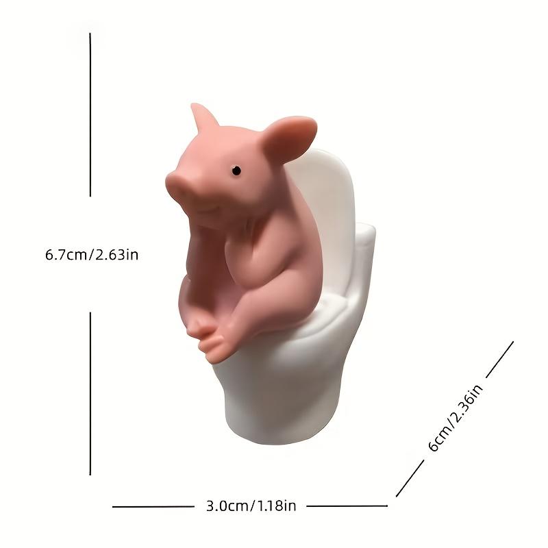 Cute Pig Figurine on The Toilet - a Whimsical Bathroom Desk Decoration That Relieves Stress And Serves As an Exquisite Ornament