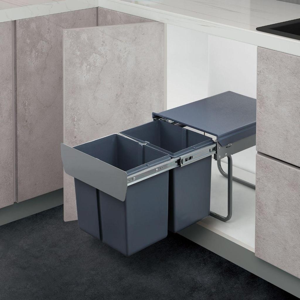 Under-Sink Pull-Out Double Bucket Trash Can with Lid