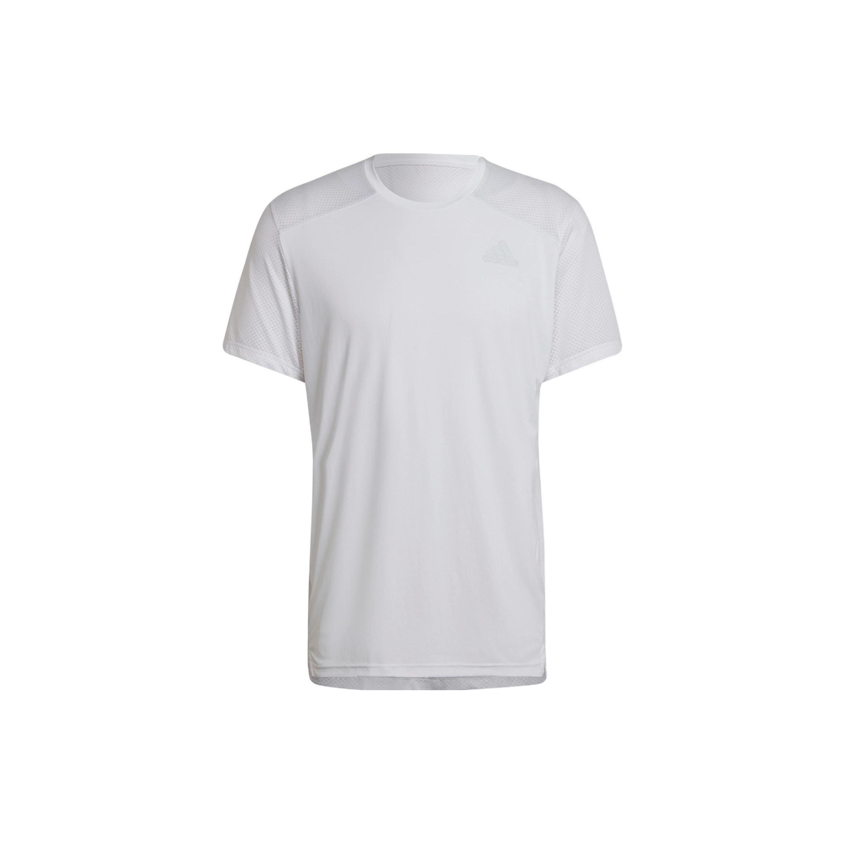 adidas Solid Color Logo Micro Mark Sports Training Breathable Round Neck Short Sleeve White Men s H58587 L