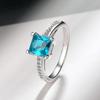 POMOiii Four Prong Square Zircon Ring Jewelry Wedding Party Gift
