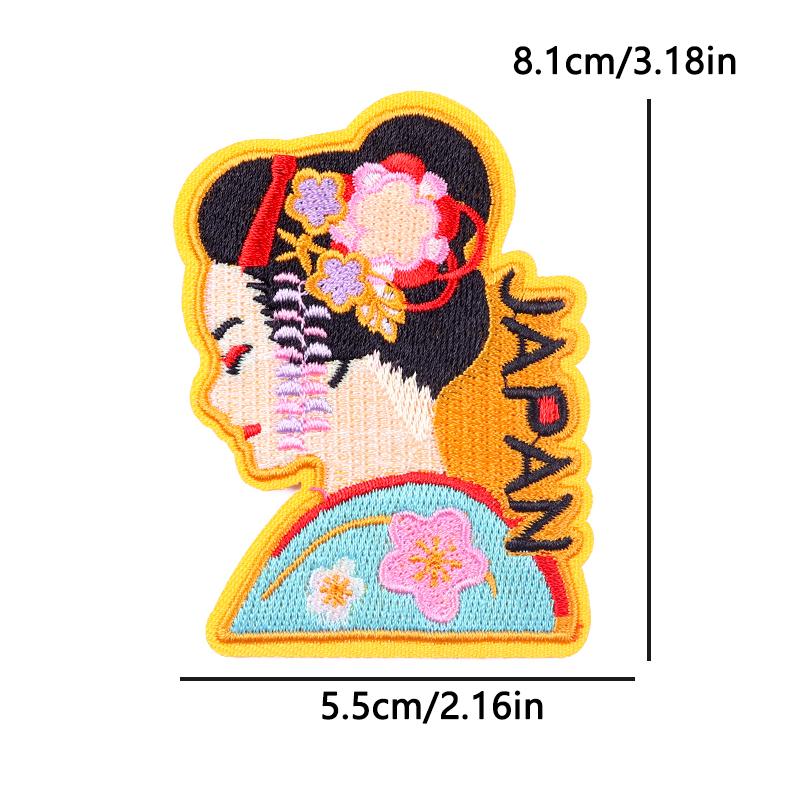 Japanese Cartoon Style Embroidery Patch Iron On Patches For Clothing Stickers Cherry Blossoms Fusible/Sewing Decorate Applique