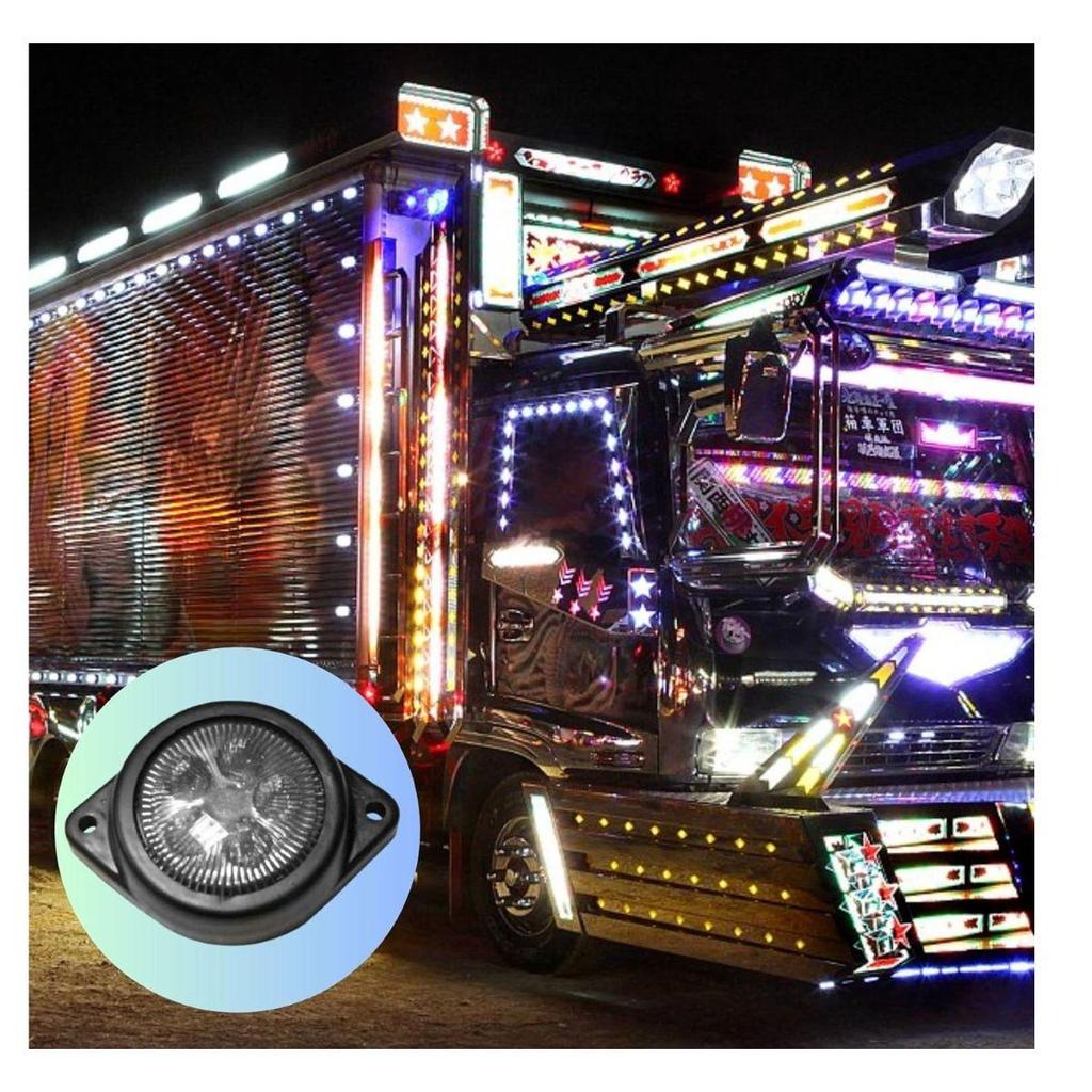 LED Outline Side Marker Lights 24V Waterproof Clearance Lamp Clear for Truck Trailer Bus Commercial Vehicles (Pack of 10)