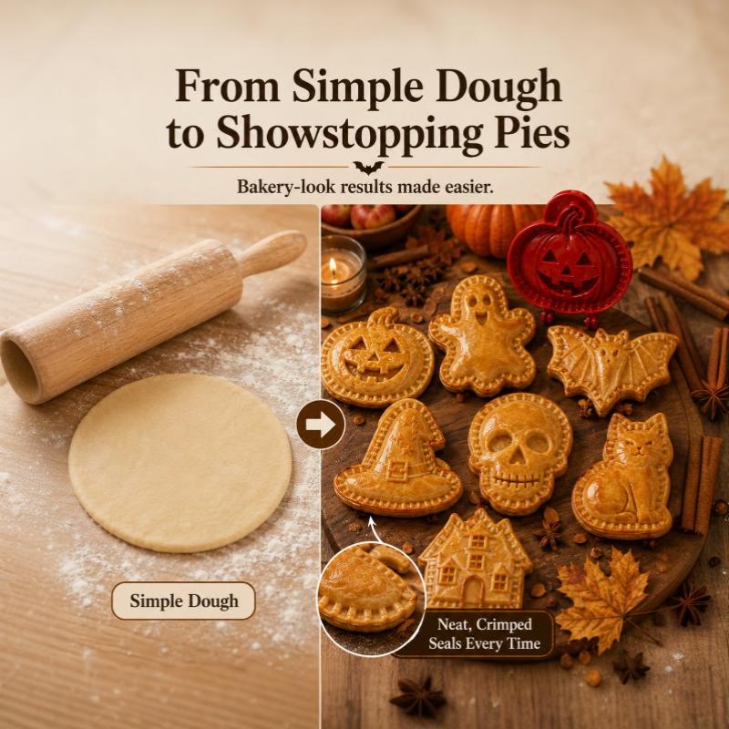 Halloween Mini Hand Pie Molds Baking Supplies 8 Shapes Food Grade Dough Press Cutter,Halloween Baking Supplies