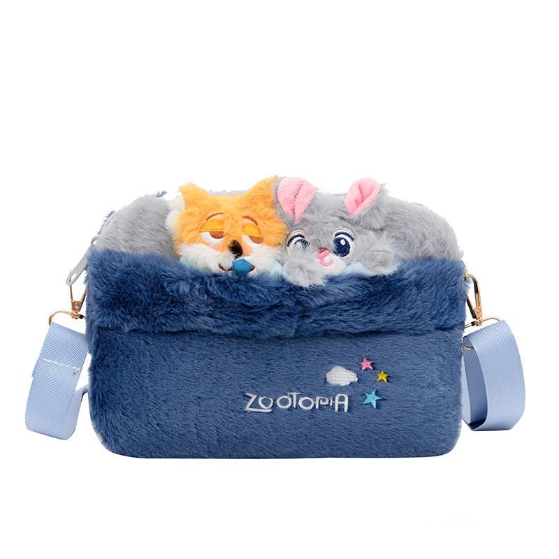 Zootopia Nick Wilde Judy Hopps Plush Crossbody Bag With Zipper Closure For Casual Daily Use