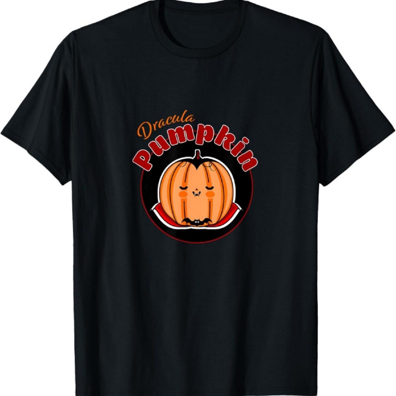 

Хэллоуин Милая футболка с вампиром Дракулой и тыквой XXXXXL чёрный