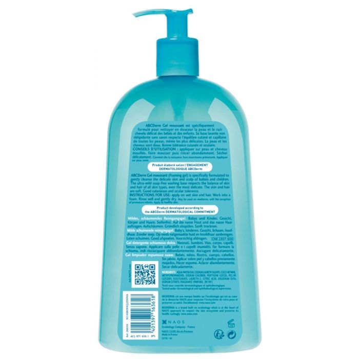 Gentle Cleansing Foaming Gel - Bioderma - ABCDerm - 1L - Hypoallergenic - Baby Child