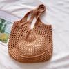 New Large Capacity Shoulder Composite Bag Weave Beach Vacation Handbags Women Knitted Hollow Out Tote Bags