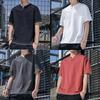 Yezai Short Sleeve Layered Summer Loose Solid Cool Summer Plus Sizes Men's T-Shirt, Breathable, Quick-Drying, V-Neck, Casual, Fit, Color, Stylish,