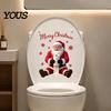 Christmas Atmosphere Wall Stickers Santa Claus Toilet Sticker, Waterproof PVC Bathroom Decal for Creative Gift Ideas Home Decoration,