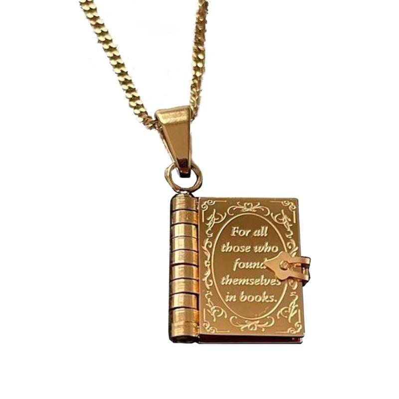 

Пустое открывающееся ожерелье-книга из нержавеющей стали, фото-кулон-медальон, цепочка на шею для мужчин, женщин, подарок для пары, аксессуары для DIY-украшений 1