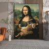 Funny Mona Lisa Art Poster Mona Lisa and Cats Canvas Painting Retro Wall Art Pictures for Living Room Home Decorarion (No Frame)