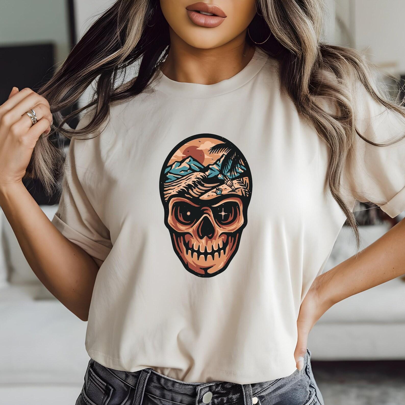 Skull T-Shirt, Nature Scenery Shirt, Outdoors Lover Gift, Ocean Shirt 2XL