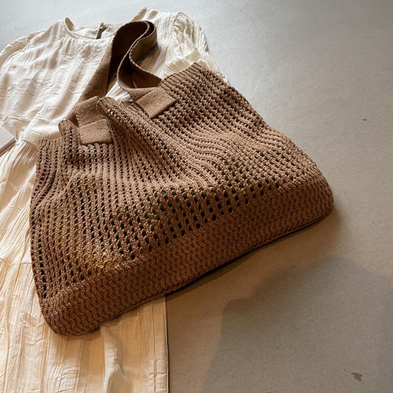 Women Shoulder Bags Large Capacity Crochet Tote Bag Fashion New Knitting Handbags Female Hollow Woven Shopping Bag