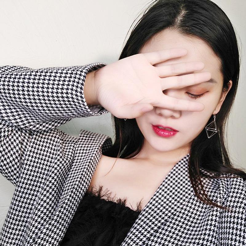 Women Fashion Geometric Pyramid Hollow Triangular Earrings