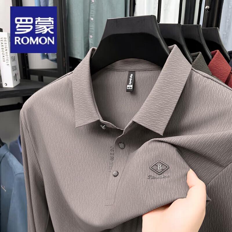 Romon Men s Long-Sleeve Non-Iron Polo Shirt L