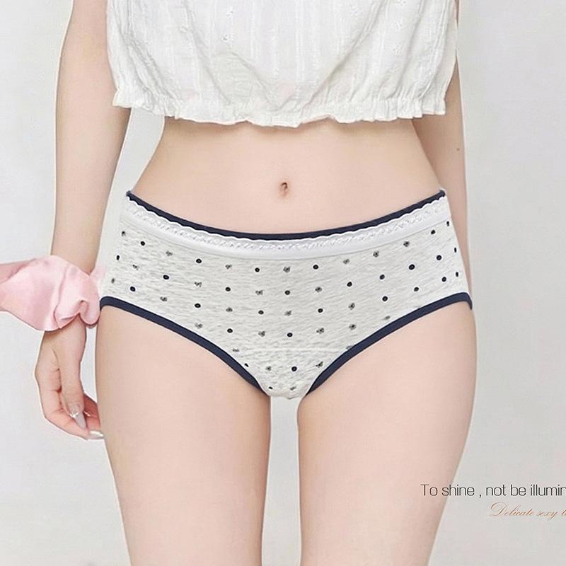Girl Spring and Autumn Sweet Romantic Lace Pure Cotton 10A Antibacterial Extended Crotch Waist Triangle Briefs