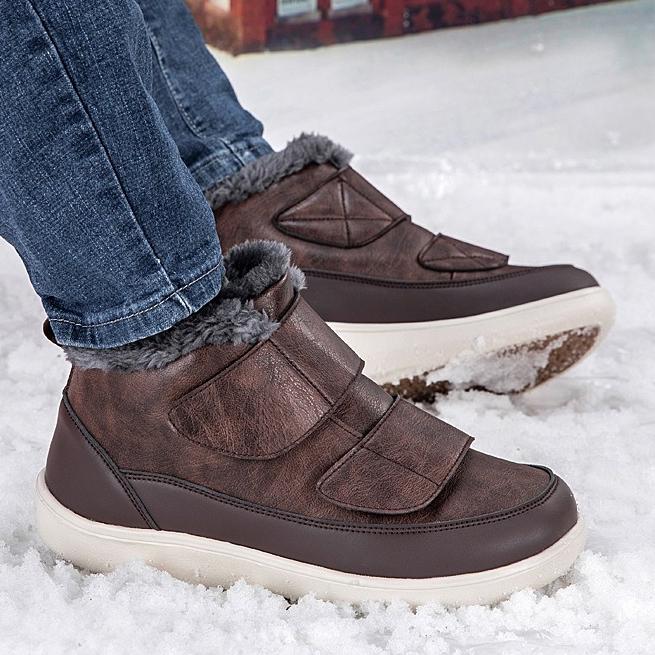 Women Snow Boots Hook‑and‑Loop Men Warm Short Booties Waterproof Non‑Slip Winter Cotton Shoes for Outdoor Walking Big Size 36-47