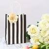12Pcs Gift Bags Small 5.9x3.1x8 Inch Striped Paper Bags Black And White Gift Bags Black Bags For Gifts, Party, Birthday