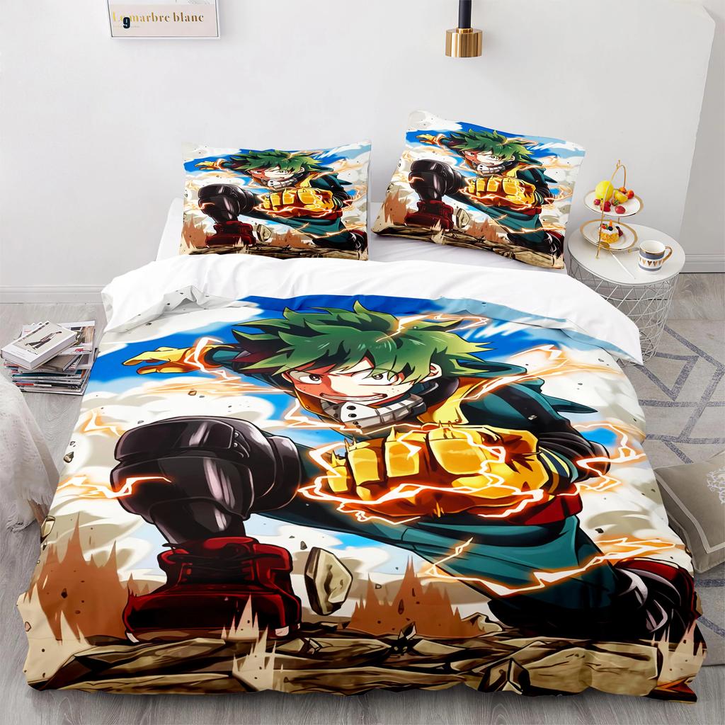 New Japan Anime My Hero Academia Printed Bedding Set Cartoon Duvet Covers Pillowcases Comforter Bedding Set Bedclothes Bed Linen