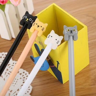 10pcs 0.5mm Creative Stationery Cat Shape Gel Pen Cute Study Office Supplies Cartoon Kitten Water-based Signature Pen