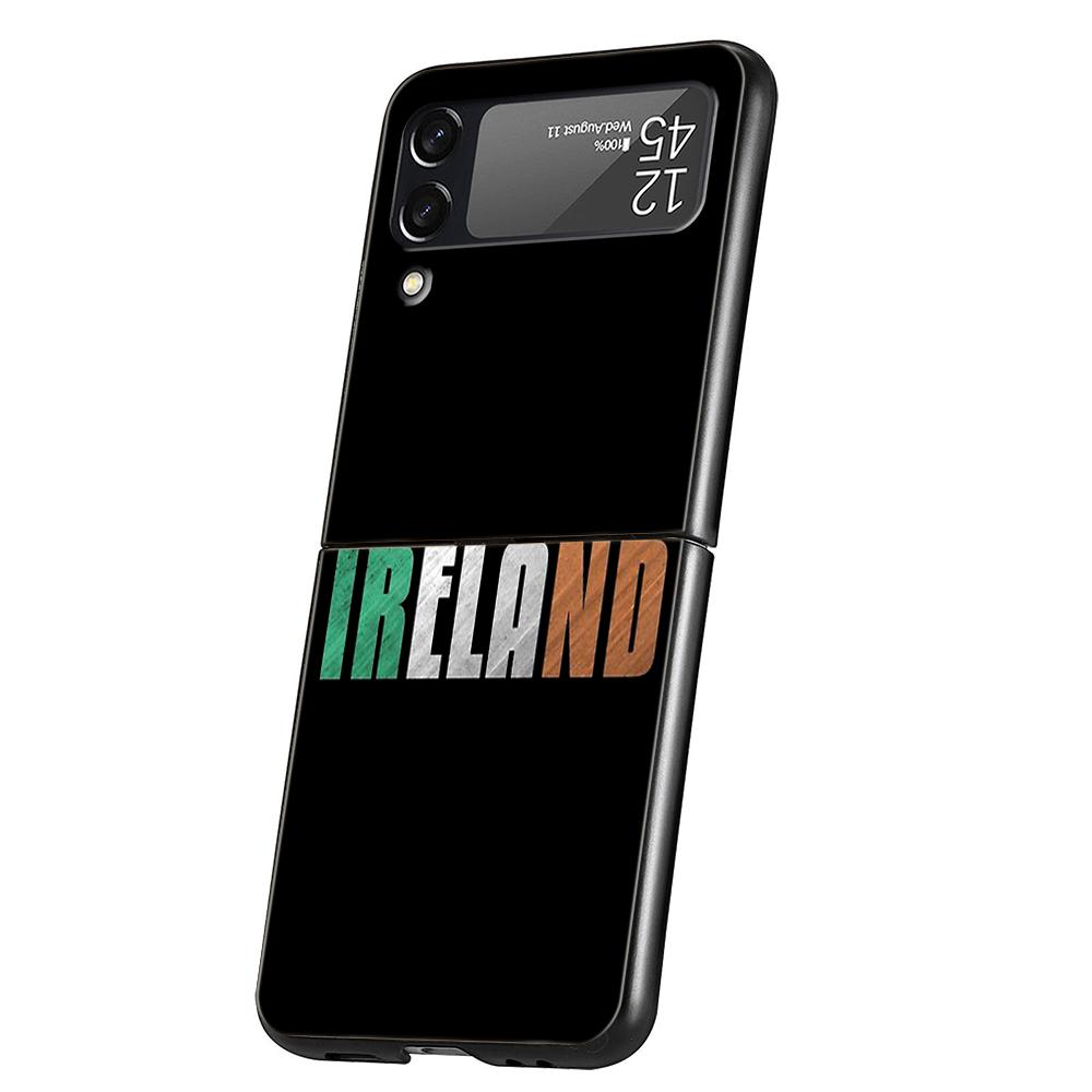Ireland Flag Phone Case For Samsung Galaxy Z Flip 3 4 5 6 7 Hard Black Folding PC For Samsung Z Flip3 Flip4 Flip5 Cover