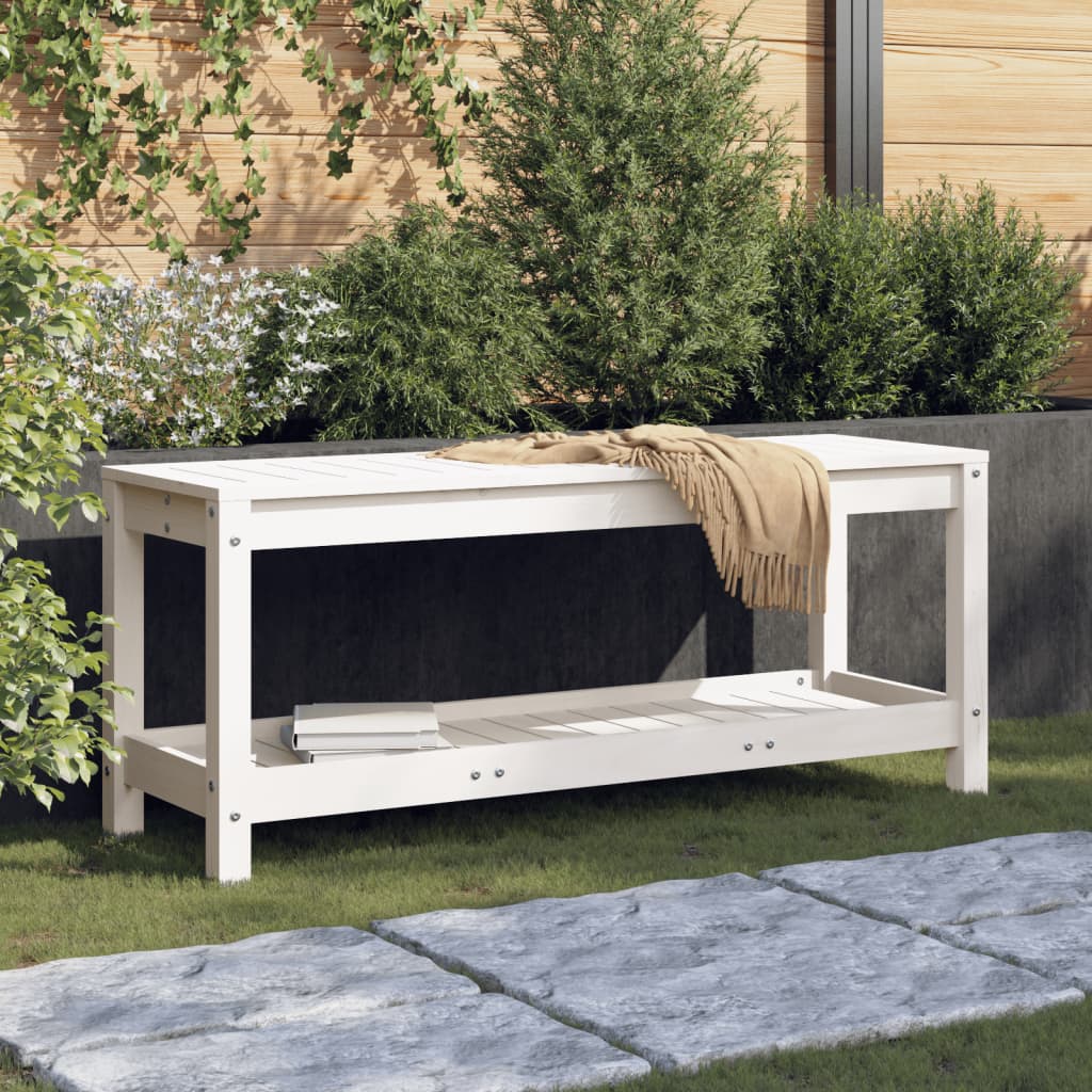 Garden Bench White 108 x 35 x 45 cm Solid Pine Wood