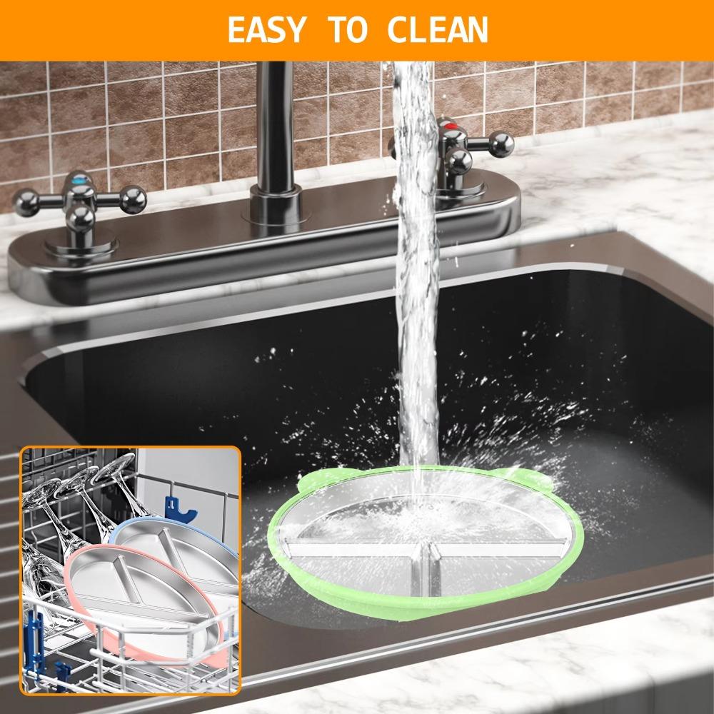 3 Grids Sucker Children Dishes Bear Shape Kids Feeding Plate Snack Bowl Kindergarten