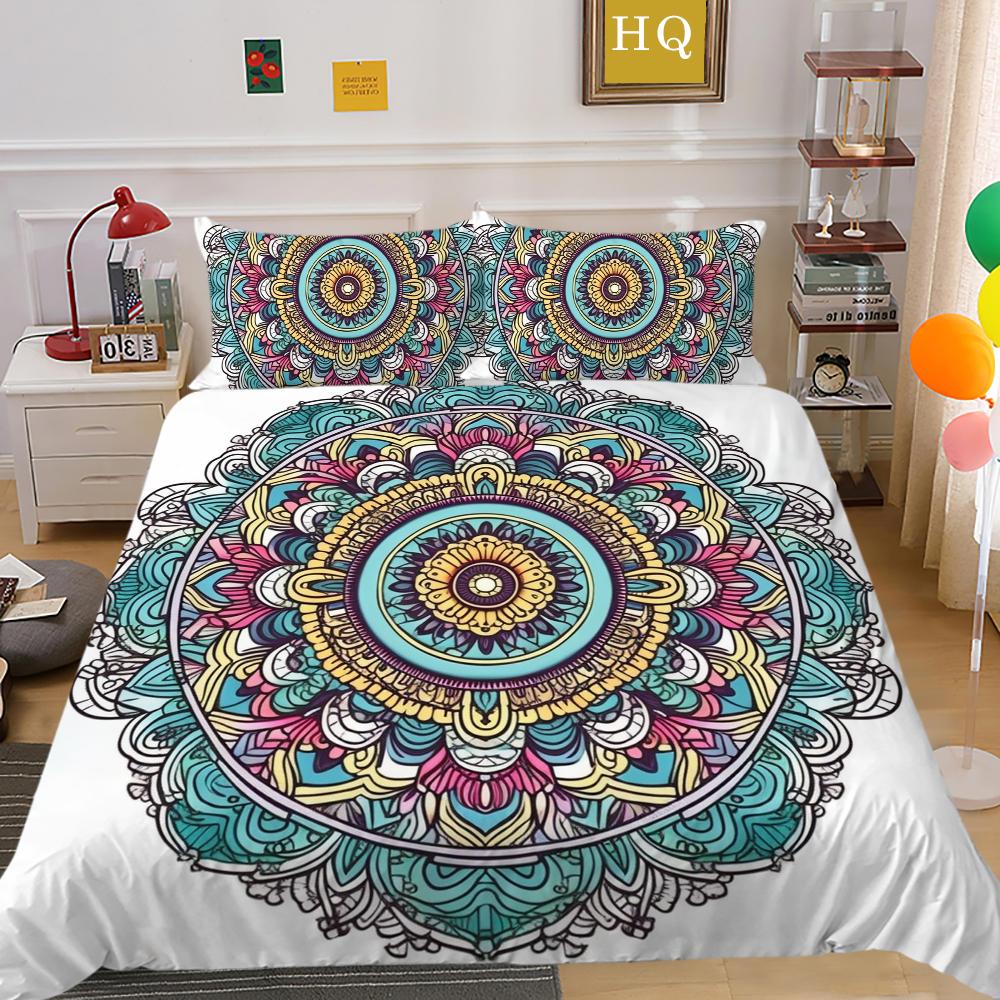 Set de lenjerie de pat pentru acasă cu imprimare 3D Datura Husă de plapumă din poliester Husă de pat pentru femeie Costume King Size Textile de casă moi