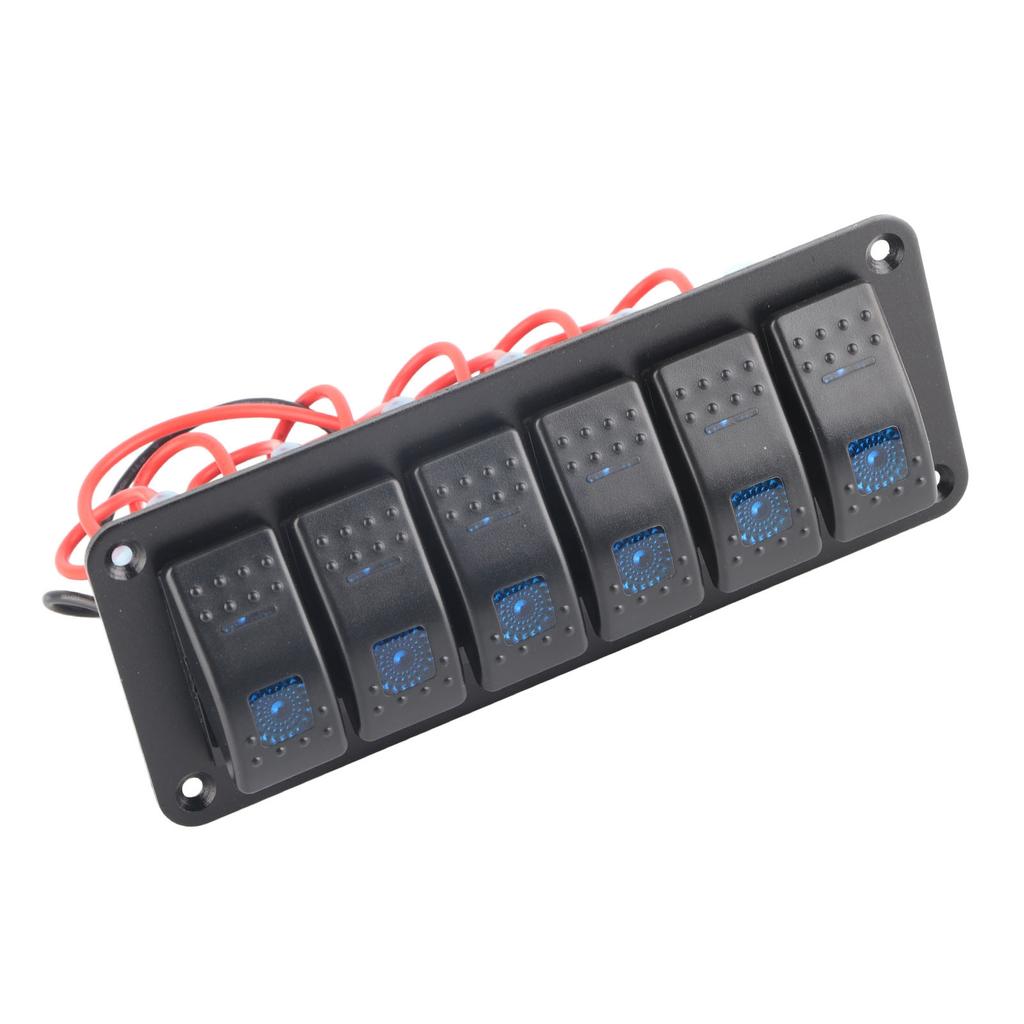 לוח מתגי רוקר 6 מצבים מואר LED מתג הפעלה/כיבוי עמיד למים הגנת מעגל למכונית קרוואן אוטובוס ימי סירה טרקטורון UTV