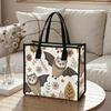 Cute Owl Print Canvas Tote Bag for Daily Shopping Casual Shoulder Handbag