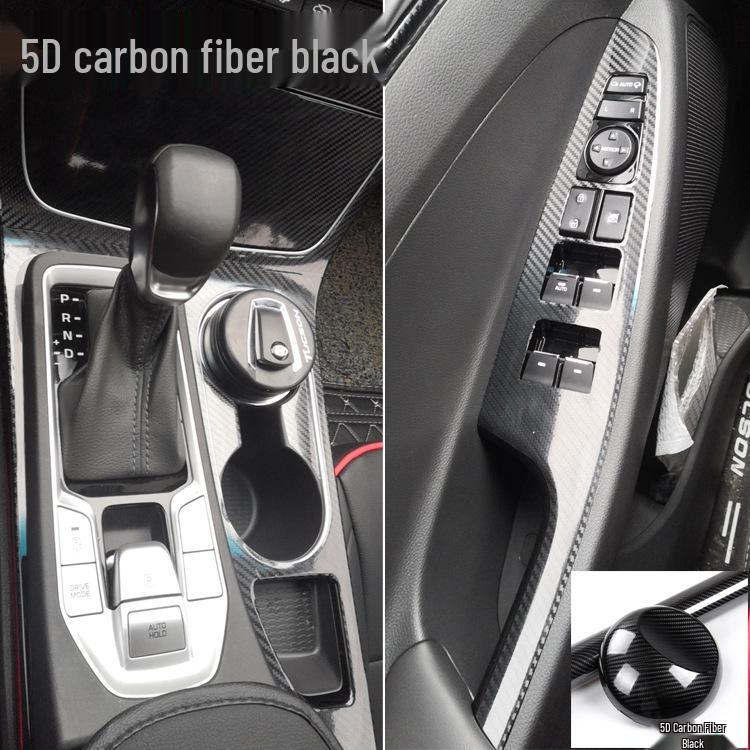 19 Tucson Carbon Fiber Interior Stickers: Console & Window Trim Protection