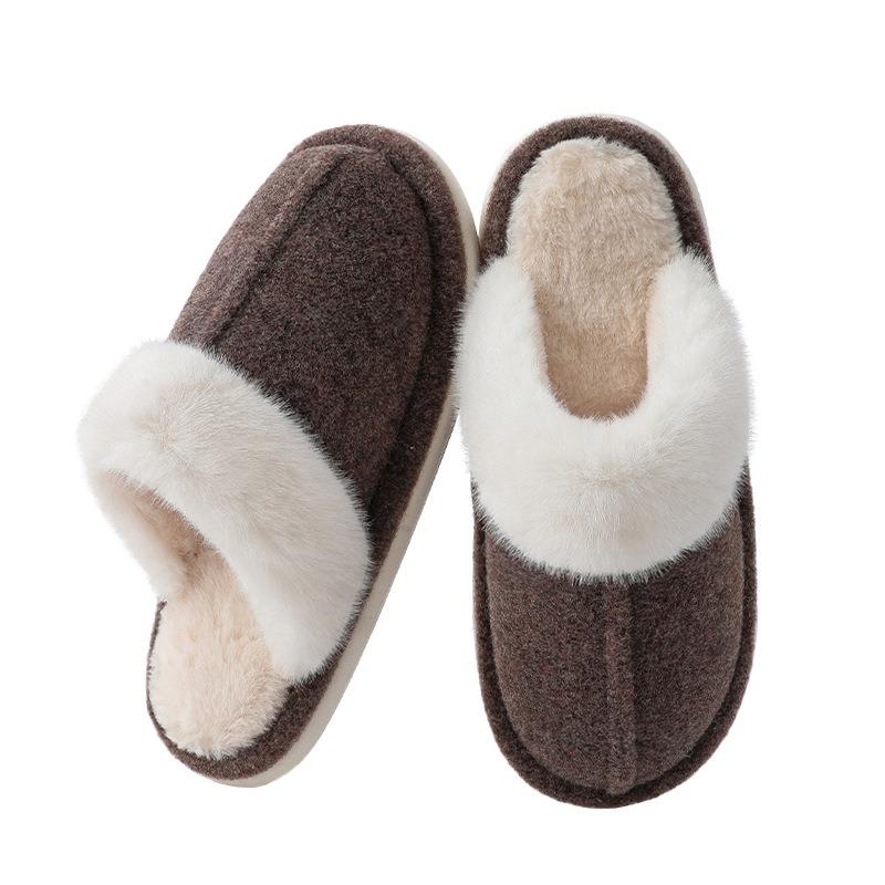 Slippers cotton slippers men's winter household fluffy slippers women's autumn and winter indoor cotton shoes dad's old warm and non-slip