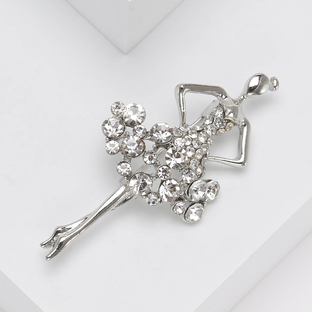 Diamond-Encrusted Ballet Girl Brooch, Temperament Clothing Accessories Pin Brooch