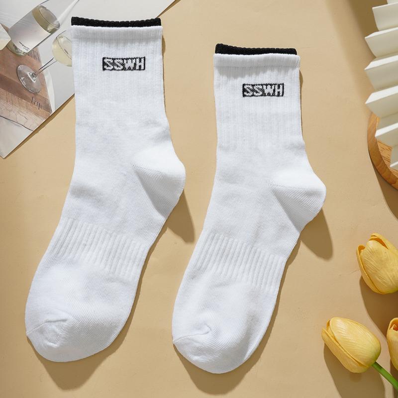 

Женские хлопковые носки бесшовные спортивные полосатые дышащие однотонные средней длины повседневные носки one size