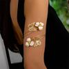 Boho Elegant Enamel Butterfly Flower Arm Cuff Bangle for Women Gold Color Adjustable Spiral Design Upper Arm Bracelet Jewelry