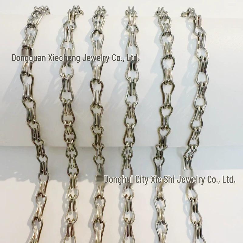 304 Stainless Steel Double Figure-Eight Bird Cage Chain with Hook, Decorative Double Row Hanging Chain