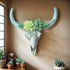 Cow Skull Wall Hanging Decor Creative Longhorn Cow Skull Head Sculpture Bull Head Figurines Art Craft for Bar Hotel Living Room