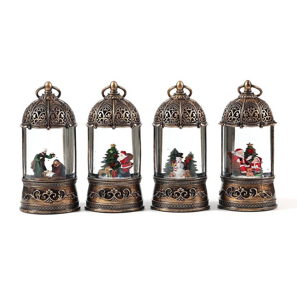 Christmas Music Box Golden Bird Cage Ornament With Santa Claus And Snowman Decor For Holiday Gift