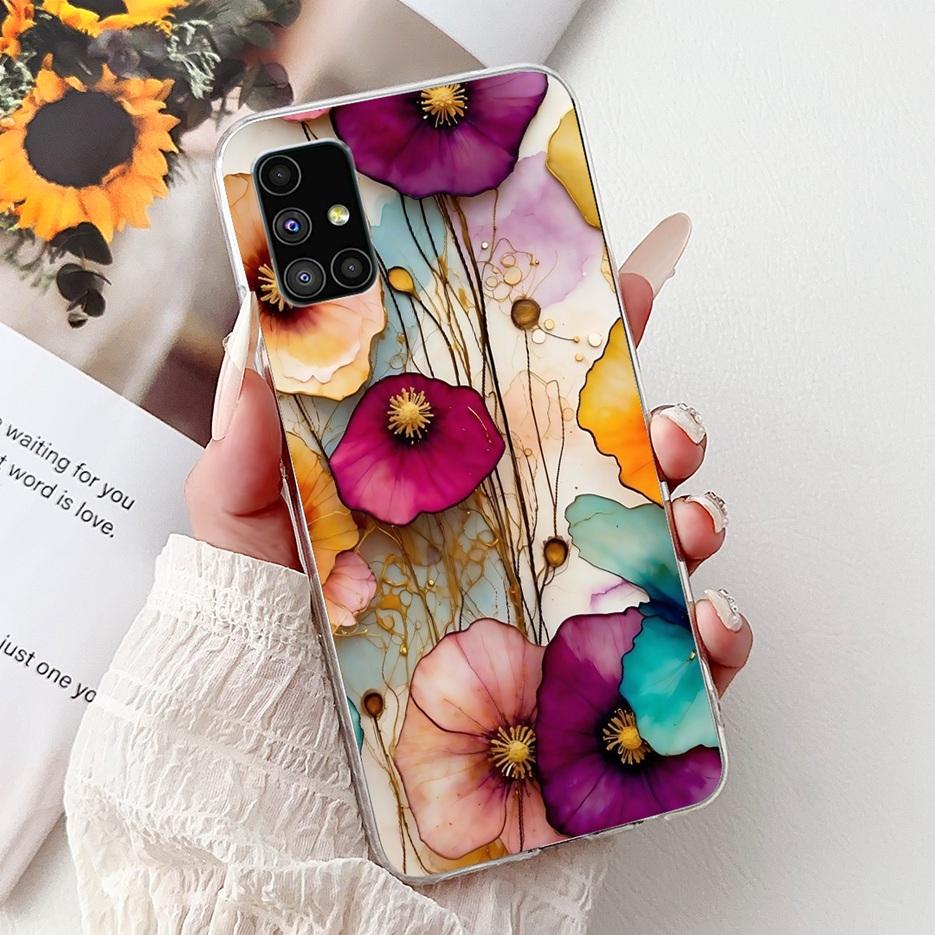 For Samsung Galaxy M51 Case SM-M515F Colorful Flower Painted Cover Soft Silicone Phone Case For Samsung M51 M 51 GalaxyM51 Shell