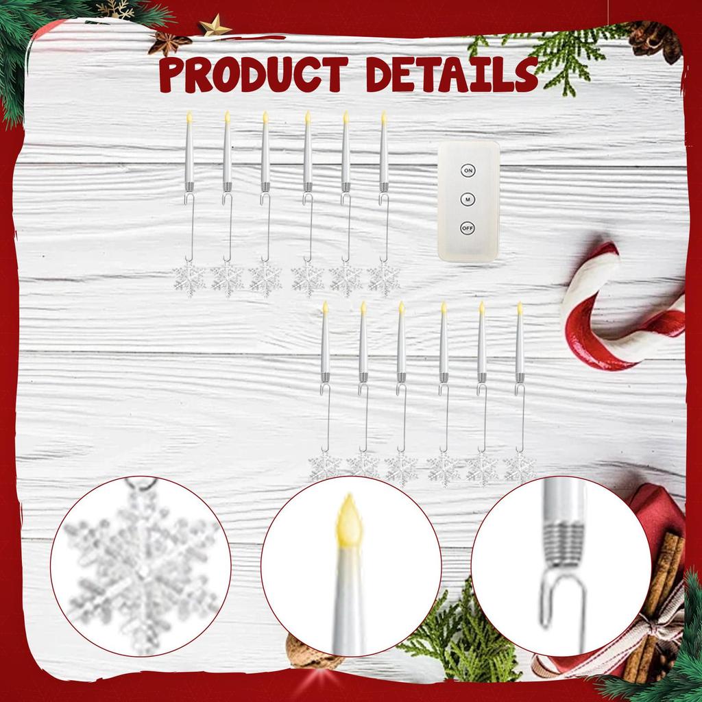 12Pcs Christmas Tree Candles Warm LED Candlesticks for Table Holiday Party