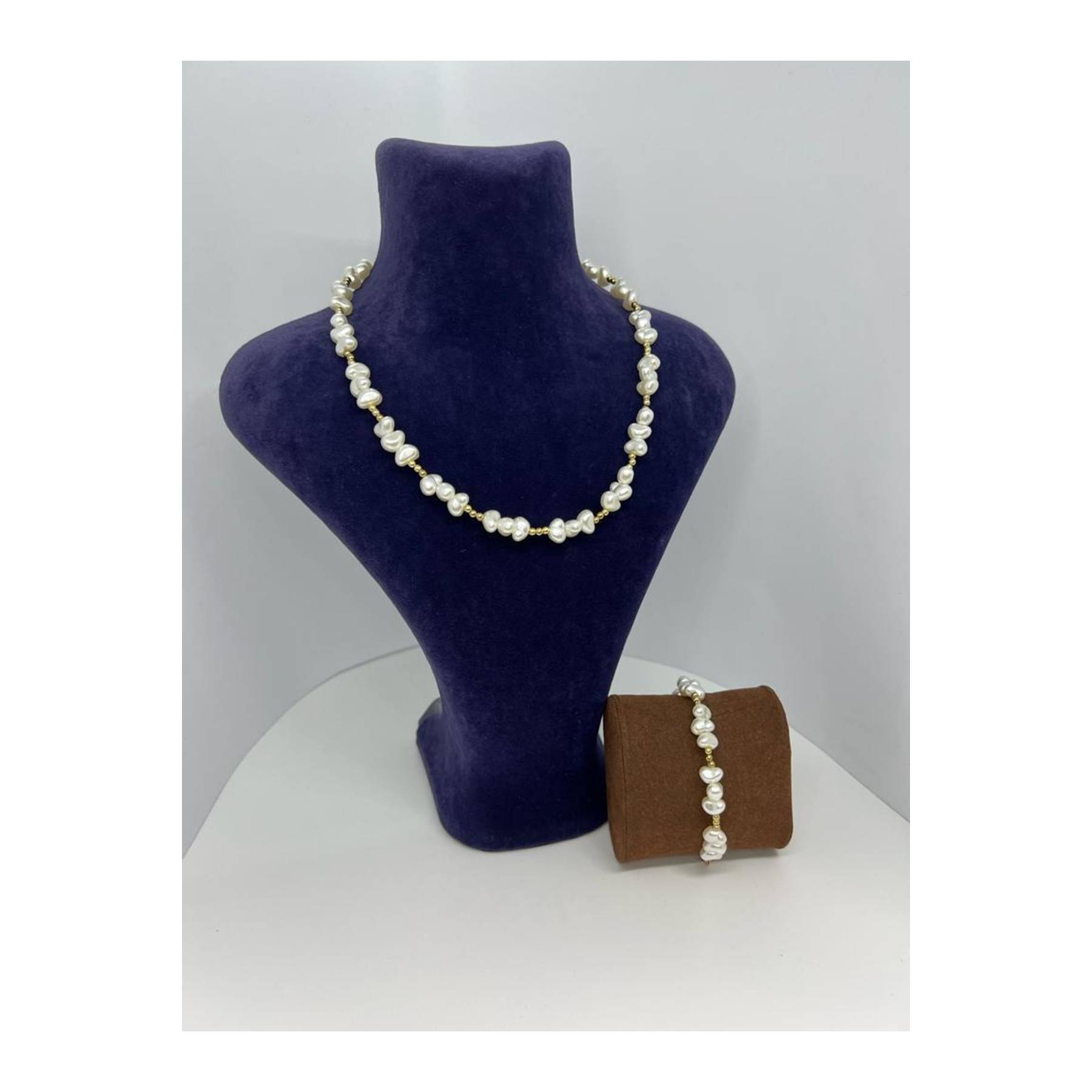 

Kopuz Jewelry Baroque Pearl Short Necklace And Bracelet Set