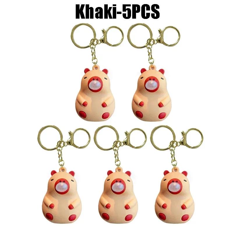 Capybara Pinch Music Toy Blowing Bubble Keychain Girls Capybara Doll Decompression Toys Children's Schoolbag Pendant