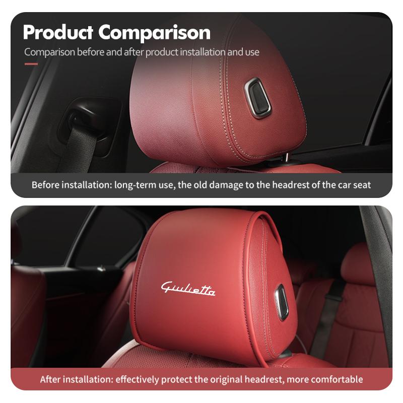 For Alfa Romeo Car Styling Headrest Case Anti-Dirty Dustproof Protective Cover GT Stelvio F1 Brera Volante Tonale Gloria Disco