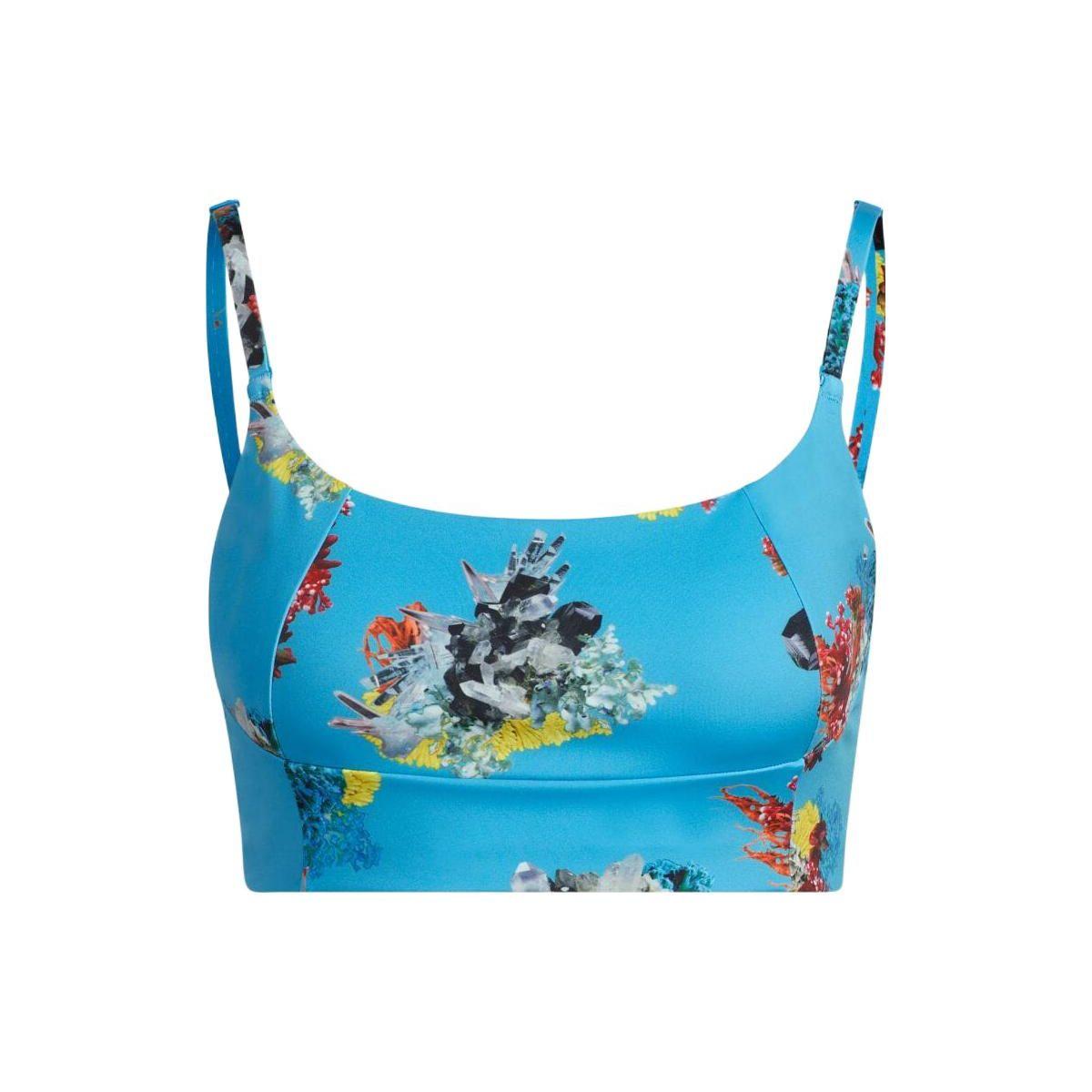 

adidas x IVY PARK Women s Shock Cyan Futuristic Print Strap Sports Bra HR8380 M
