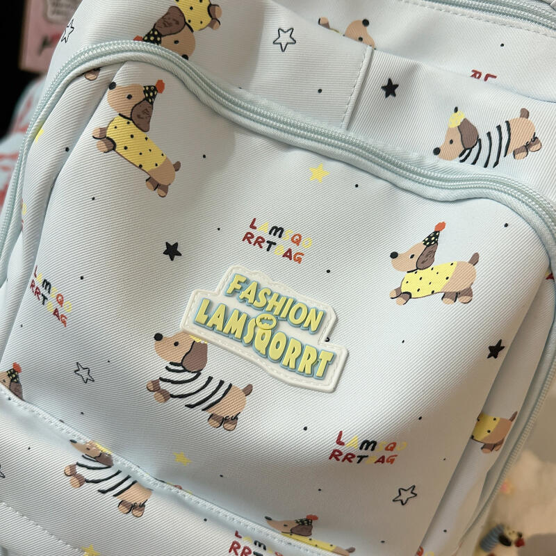 Tecknat tryck Student Skolväska Damryggsäck Stor Kapacitet Ryggsäck