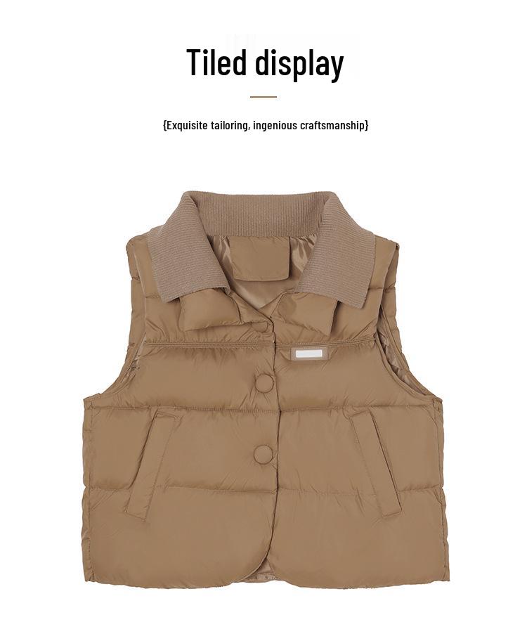 2026 Korean Style Patchwork Down Cotton Women's Sleeveless Winter Vest - Trendy European Outerwear