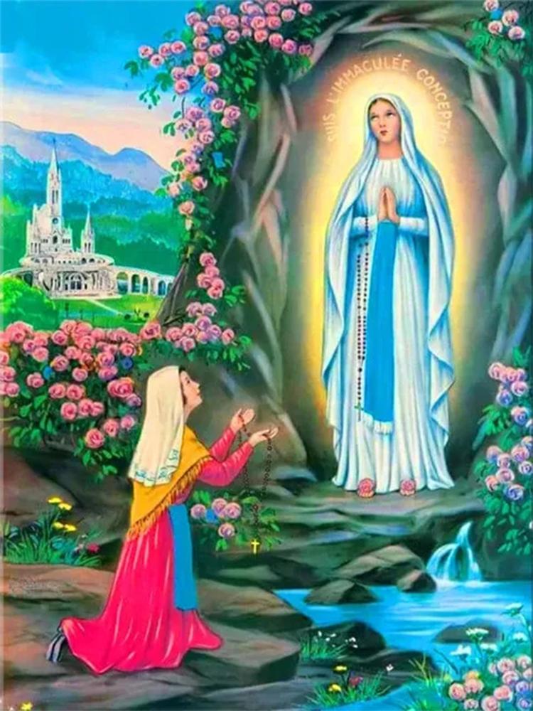 5D Virgin Mary Diamond Cross Embroidery Full Diamond Embroidery Full Circle Square Mosaic Christian Home Decoration Religion