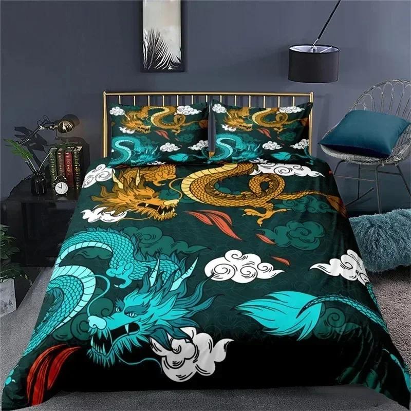 Scientisfictional Dragon Bedding Set Duvet Cover Sheet Printed Bed Set Pillowcase Bed Full Queen King Size Comforter Bedroom