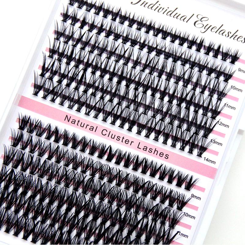 HOLLYLASH 240/640 Clusters 30D-100D False Eyelashes Natural&Thick & Fluffy 8-16mm Mix Length DIY At Home Cluster Eyelash Makeup